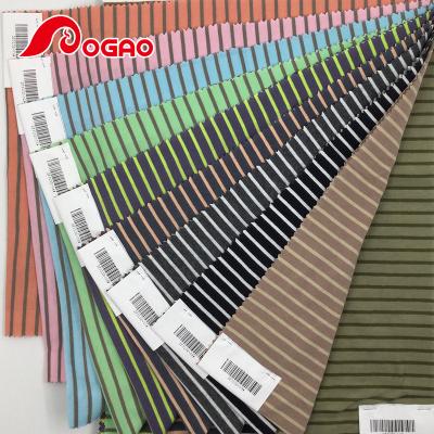 China Factory 2021 Foshan Style Single Stripe Polo Cotton Fabric 32s/1 Shrink-Resistant Cotton Feeder Stirpe Single Jersey With Brush for sale