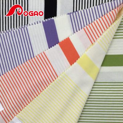 China Breathable 32s cotton with automatic single stripe spandex yarn dye production polo shirt textile kids knitting fabric for sale