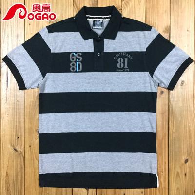 China Other High Quality Classic Mens 100% Cotton Yarn Dyed Engineering Stripe Rugby Style Polo Shirt for sale