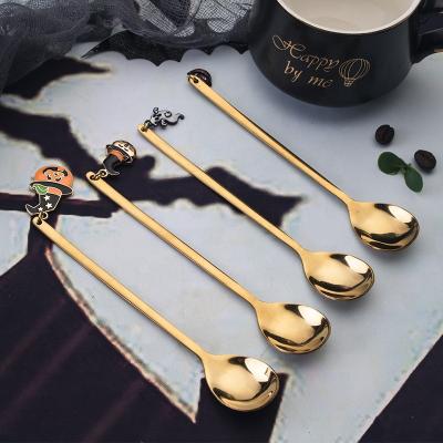 China Viable Ghost Gold Pumpkin Christmas Halloween Easter Multi Spoons Forks Salad Cutlery Set For Events With Bag Or Case for sale