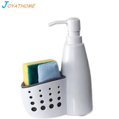 China Foam Soap Dispenser 2 in 1 Pop Up Cart Towel Strainer Kitchen Drain Basket Plastic Collapsible Soap Dispenser Sponge Holder for sale