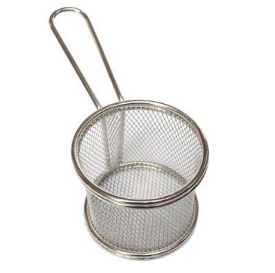 China Viable Frying Mini French Fries Basket Deep Frying Portion Round Net Multifunctional Food Basket Kitchen Fat Fryer for sale