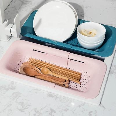 China Viable Collapsible Colander Sink With Strainer Handles Kitchen Drain Basket Fruit Bowl Rice Laundering Drying Rack for sale