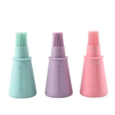 China Disposable Opaque Silicone BBQ Straight BBQ Brush Brushes Sweep Kitchen Tools Oil Bottle Brush With Scale for sale