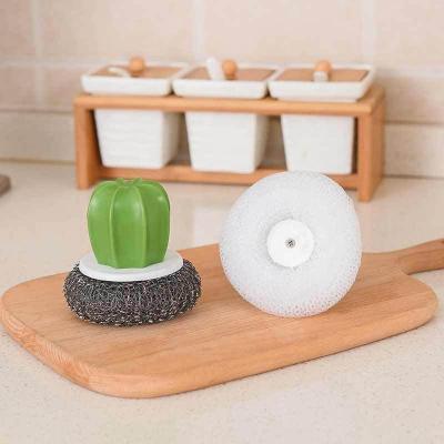 China Sustainable Cactus Scrubber Scrubber Pads Kitchen Scrubber Sponge Scrubber Scourer Cloth Rack Biodegradable Cleaning Sink With Handle for sale