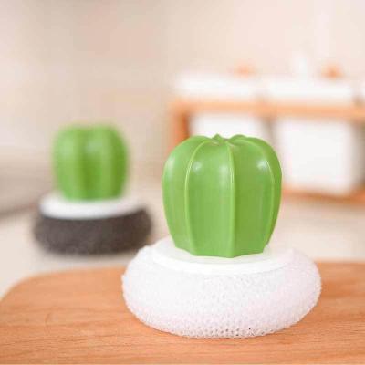 China Viable Cactus Pot Wash Brush Bombs Cleaning Brushes Steel Ball Sponge Holder For Kitchen Eco Sponges Cleaner Spong Scoure for sale