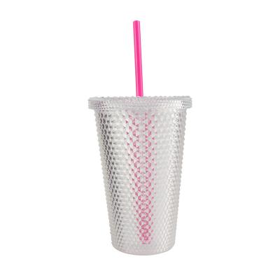 China Sustainable Eco Plastic Insulated Water Bottle With Straw Coke Cup for sale