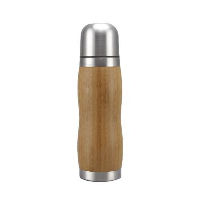 China Sustainable Double Wall Coffee Tea Stainless Steel Natural Bamboo Water Bottle for sale