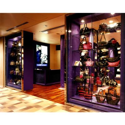 China Wooden Custom Handbag Display Showcase For Bag Store Interior Design Display Rack for sale