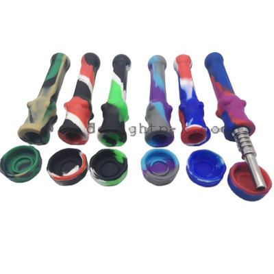 China Traditional Silicone Grip Smoking Pipe Holder With 14Mm Titanium Tip for sale