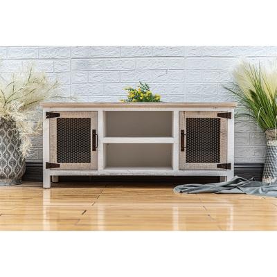 China Quickly Delivery Innova Home Living Room Furniture White Washed Industrial Style White Wood TV Stand Cabinet for sale