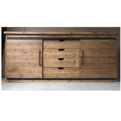 China Material: Metal / Rustic American Style Wood / Glass Industrial Design TV Stands Metal Long TV Hall Cabinet Furniture Living Room TV Cabinets Wood Glass Door for sale