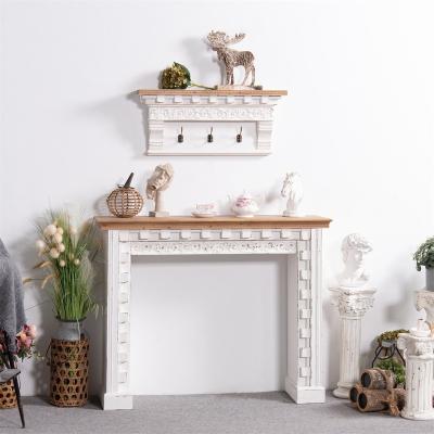 China Innova Classic Modern Home Living Room Decor Traditional European MDF Fireplace Rustic White Surround Trim With Wood Mantel for sale