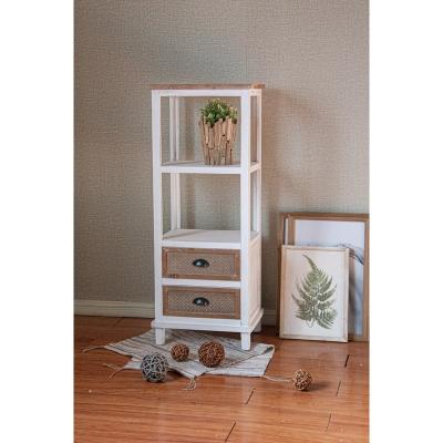 China INNOVAHOME Storage Ready To Ship Small Hallway White Shabby Wood Cut Out Floor 3 Row Decorative Corner Slim Shelf With Tray Top for sale