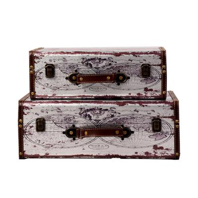 China Customized Viable Antique Wooden Steamer Trunk Home Decor Goods Storage Travel Design Vintage Replica Leather Luggage Trunk for sale