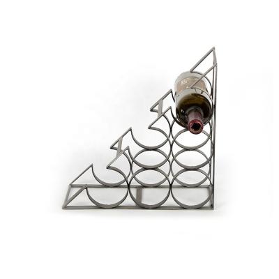 China Sustainable Triangle Wrought Iron Display Industrial Mounted Wine Rack for sale