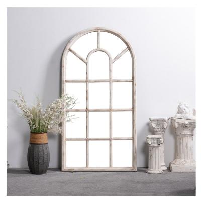 China Cheap Wholesale Decorative Arched Body Floor Mirrors Rustic Modern Contemporary Traditional Wooden Frame Farmhouse Wall Mirror Large Full for sale