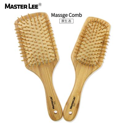 China Professional Salon Hair Brush OEM/ODM 2 Sizes Bamboo Wooden Hair Straightening Brush Amssage Customized Hair Brush for sale