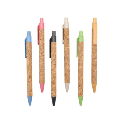 China Pen Cork promotional ballpoint pen + wheat straw material accessories, environmental protection ballpoint pen zu verkaufen