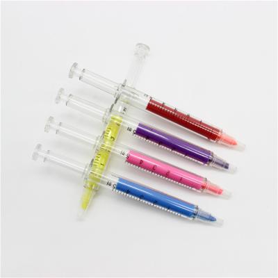 China As Transparent Syringe Pen Injection Pen Custom Color Marker Highlighter Bar for sale