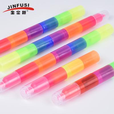 China PP School Paint 6 Sections Graffiti Marker Custom Logo Multicolor Pen Highlighter Bar for sale