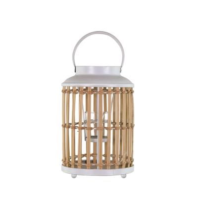 China Artistic Rattan weaving storm lantern Bamboo Woven Candle Holder With Handle Outdoor And Indooe Both Wooden Lantern for Home decor for sale