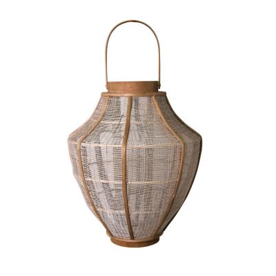 China Artistic Best sales  weaving storm linen fabric  lantern Candle Holder With Handle Outdoor And Indooe  Home decor for sale