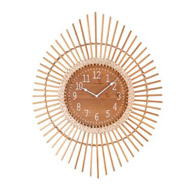 China Hand Made Wholesale RusticWall Clock Home Decoration Modern Farmhouse bamboo and fir wood Dia Wall Clock for sale