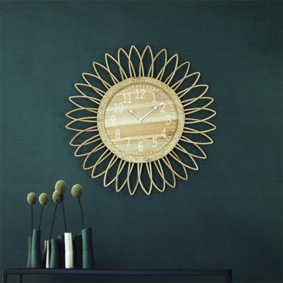 China Antique Style Hot Selling Large Size Roman Numerals Farmhouse  Big Wall Clock  Vintage  rattan Wall Clock for sale