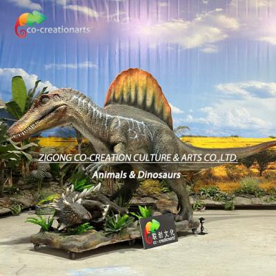 China Animatronic Dinosaurs Simulation Spinosaurus Hunting Scene For Theme Park Decoration for sale