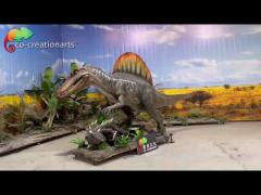 Animatronic Dinosaurs Simulation Spinosaurus Hunting Scene For Theme Park Decoration