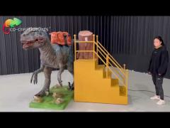 Ce Certified Animatronic Dinosaur Ride Velociraptor Ride 4m Length