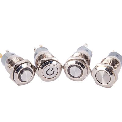 China Stainless Steel 12mm Self Reset LED Light Metal Push Button Switch 5 Pin Push Button Switch for sale