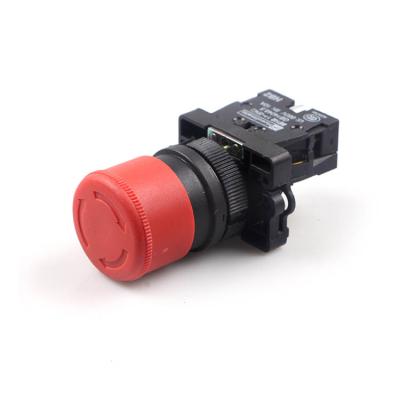 China HUAWU PUSH BUTTON XB2 Push Button Switch Mushroom Head E-STOP Plastic Plastic Switch 40mm for sale