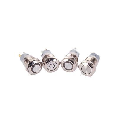 China Stainless Steel 12MM Momentary/Latching 5 PinMetal LED Push Button Switch Snap Button With Led for sale