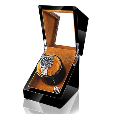 China Polished Finish Or Home Use High Gloss Custom Wood Winder Shaker For Mechanical Watch For Watch Or Collection Tan And Black Color Luxury Watch for sale