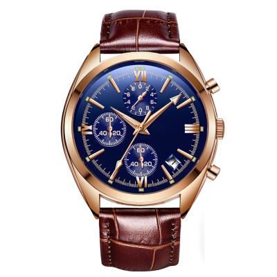 China Wholesale Water Resistant Men Watch Custom Logo Waterproof Chrono Japan Movement Quartz Leather Watch for sale