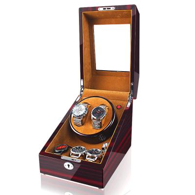 Cina Wholesale 2+3 Luxury Red Lacquer Luxury Red Wooden Box Polished Finish Or Watch Automatic Winder Motor in vendita