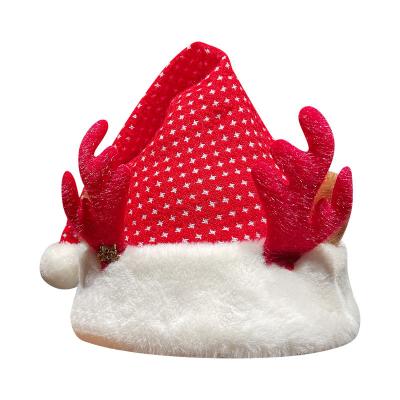 China Wholesale Sun Protection Christmas Hat For Kids Cartoon Elks Hat Merry Christmas Ornament Party Plush Adult Hat for sale