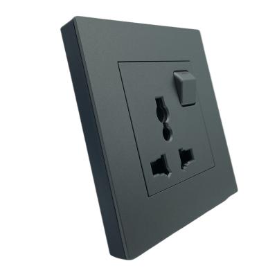 China 13A 3 Pin Plug Universal Socket Full Plastic Panel Black / Champagne for sale