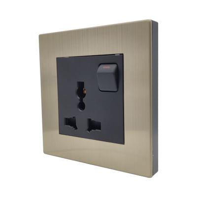 China Villa Electrical Power Socket , 13A Universal 3 Pin Socket Grey Panel for sale