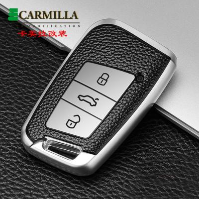 China Luxury TPU+Leather Car Key Case Cover Shell Fob Remote Holder For VW MK2 Magotan Passat B8 cc Volkswagen Tiguan For Skoda A7 Superb for sale