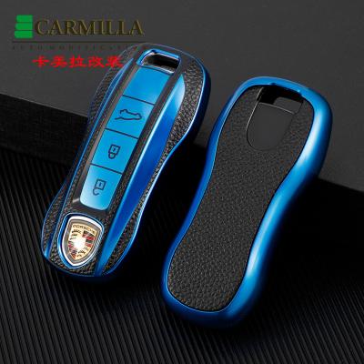 China Luxury TPU Leather Type Smart Car Key Case Cover For Porsche Cayenne Panamera 911 992 Series Car Body Case 2017-2020 Accessories for sale