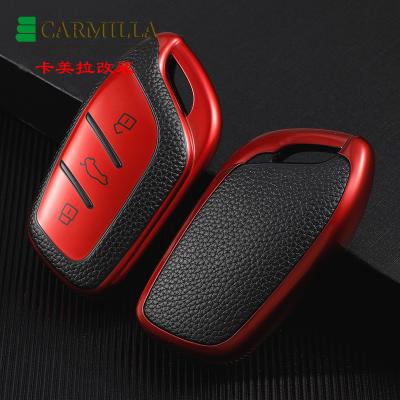 China Luxury Auto Key Chain For Roewe RX5 i6 i5 RX3 RX8 ERX5 For MG ZS EV MG6 EZS HS EHS TPU Leather Car Smart Cover Main Case Shell Holder Bag for sale