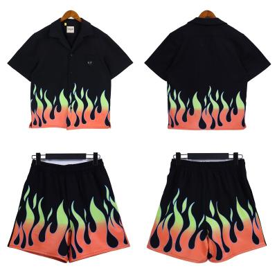 China Breathable BR summer hot sale clothes for men outfits custom logo100 cotton two-piece graphic print casual men's T-shirt shorts sets for sale