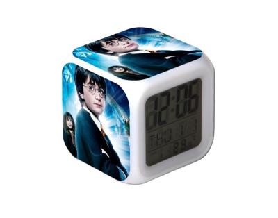 China Class Digital LED Color Changing Calendar Desk Table Thermometer Alarm Clock Cartoon Pattern Night Light Alarm Clock for sale