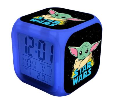 China Round Calendars Button Battery Cartoon Yoda Study Ring Alrm Clock for sale