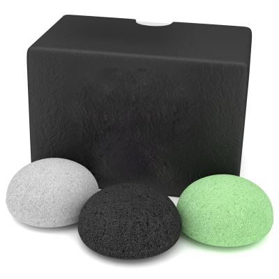 China Eco-friendly / biodegradable natural black bamboo charcoal konjac sponge for face and body wash for sale