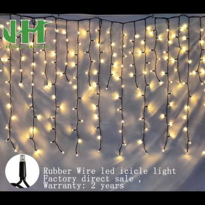 China Outdoor led rubber icicle light holiday rubber lighting wire curtain wide3.5m high1m 288led 21W LED icicle light for sale