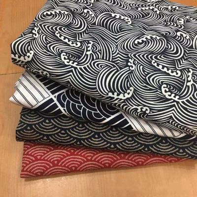 China Viable Dark Japanese Style Navy Blue Wave Check100% Cotton Twill Fabric For DIY Handwork Crafts Clothes Tela Decoration Quilting Fabric for sale